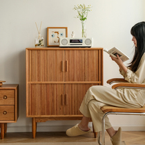 Nordic side sofa side cabinet simple storage solid wood corner side cabinet tea cabinet light luxury modern living room household