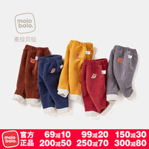 Baby autumn and winter pants imitation lambswool warm outer wear trousers children corduroy men and women babies can open the crotch for leisure