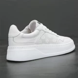 Белая обувь на платформе, спортивная мужская повседневная обувь для отдыха, кроссовки, коллекция 2023, из натуральной кожи