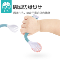 Xikai baby spoon baby learning food training supplementary food spoon newborn elbow soft spoon Crooked Head Childrens tableware