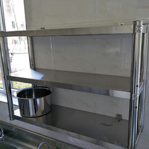  Stainless steel wall-mounted shelf Hanging shelf Wall-mounted kitchen wall shelf Microwave oven rack 2-layer pot rack