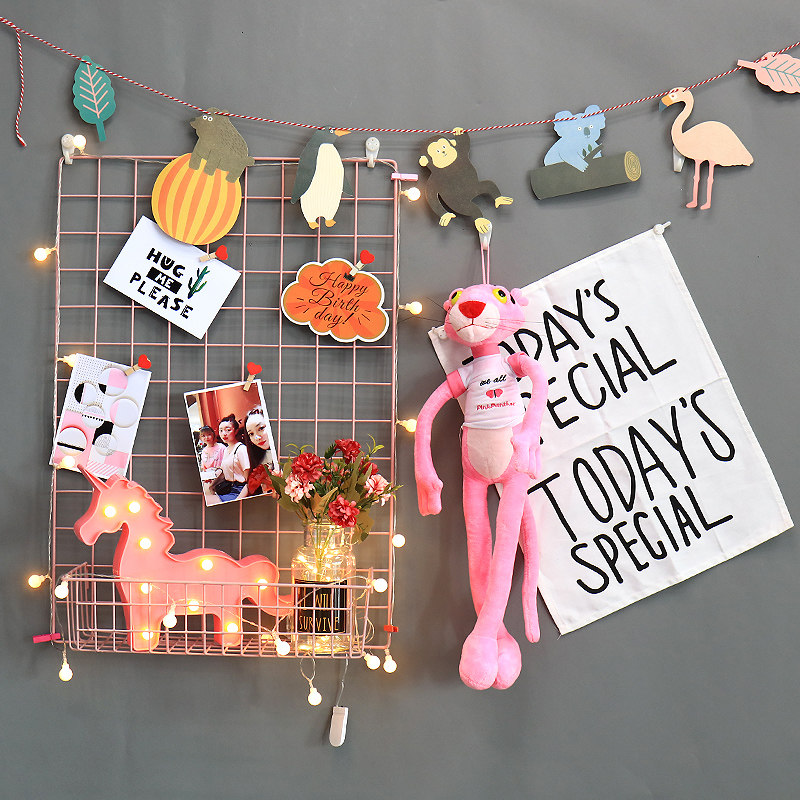 网红ins铁艺网格照片墙装饰少女心房间布置宿