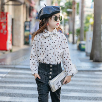 Girl Shirt Spring Dress 2022 New Ocean Gas Butterfly Collar Trendy Spring Autumn Blouse Children Little Girl Shirt With Long Sleeves