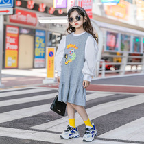 Girls dress 2022 Spring dress new children Korean version Bubble Cuff dress Shot princess Princess Skirt Tide