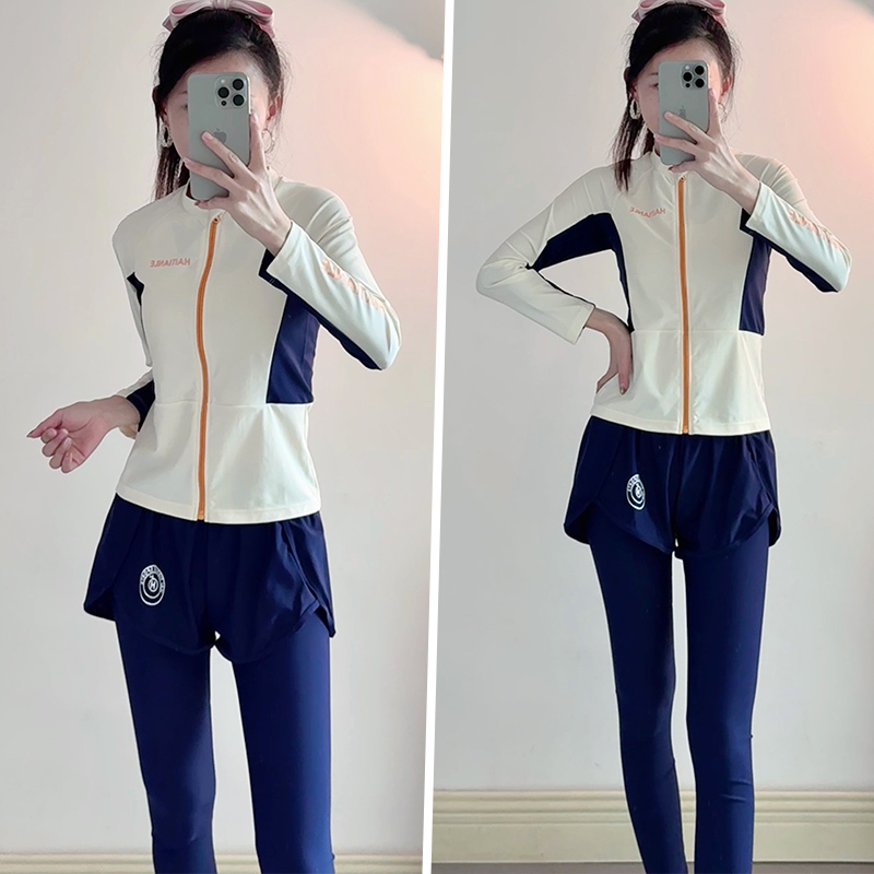 High-End Women's Two-Piece Swimsuit 2026 New Long-Sleeved Sun-Protective Surfing and Diving Suit for Hot Springs, Slimming Plus-Size Swimwear High-End Women's Two-Piece Swimsuit 2026 New Long-Sleeved Sun-Protective Surfing and Diving Suit for Hot Springs, Slimming Plus-Size Swimwear