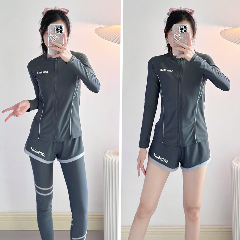 High-End Conservative Two-Piece Swimsuit for Women, Long-Sleeved and Long-Pants Set, Sun-Protective, Quick-Drying, Plus-Size Beach Diving and Surfing Suit