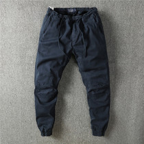 Amy Jay retro casual pants men loose waist sports pants wash feet small foot pants trendy trousers