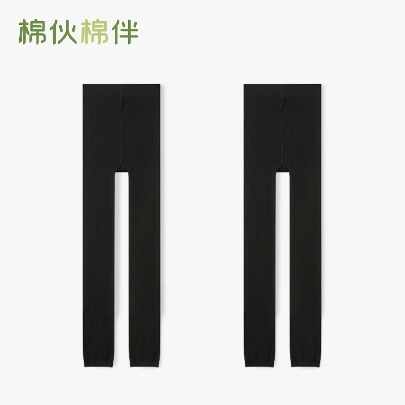 棉伙棉伴灰色连脚裤袜女秋冬外穿黑色踩脚显瘦格雷系提臀打底裤袜
