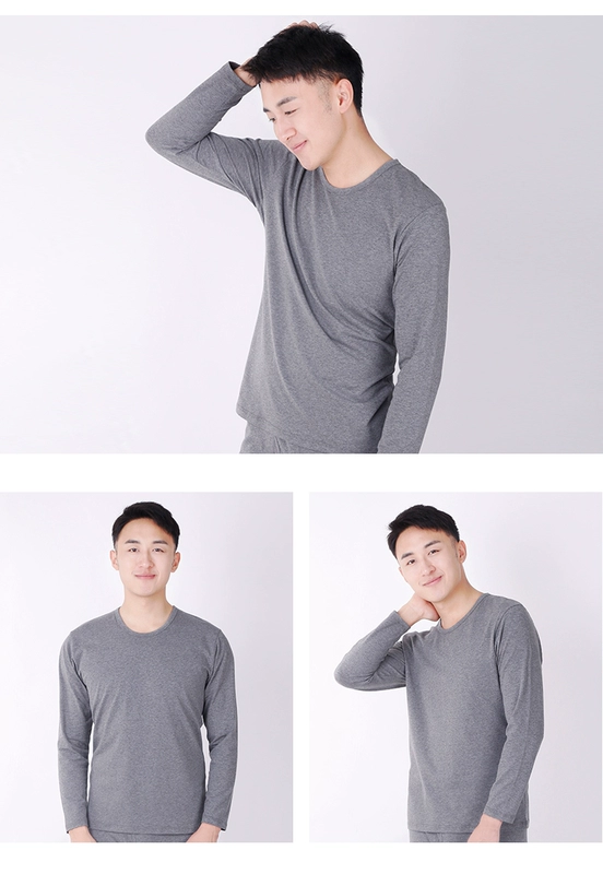Căng Lycra cotton nam mỏng phần ấm mùa thu quần áo cotton cổ tròn chạm đáy áo sơ mi modal đồ lót vương miện áo bra