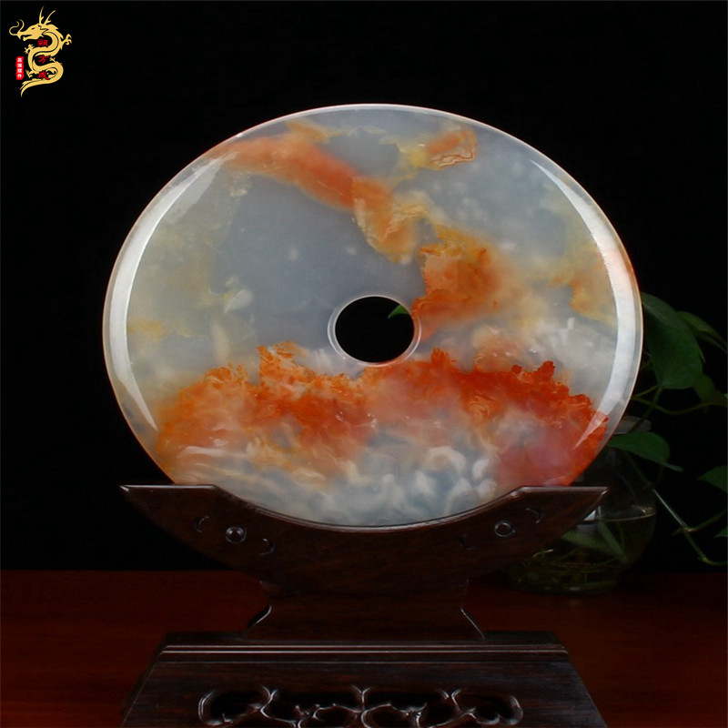 Ping'an buckle ornaments natural jade safflower ice jade living room Chinese wine cabinet decoration housewarming opening gift