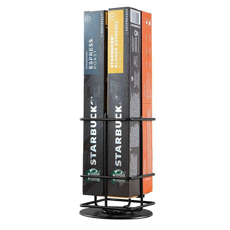 Nespreso capsule box storage rack 40 capsules Nespresso coffee rack stainless steel rotating shelf pure black compact