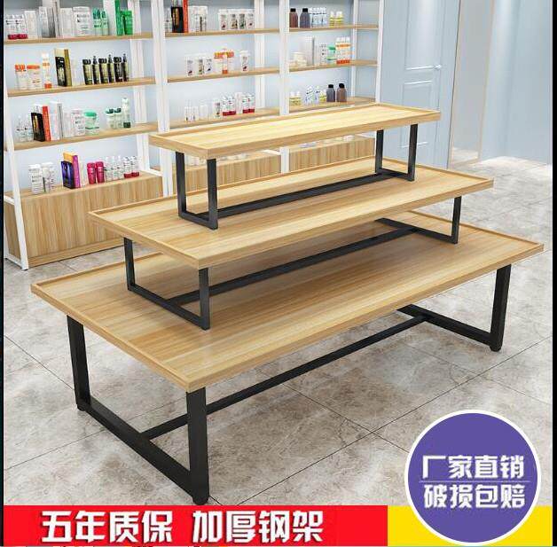 Supermarket Zhongdao Shelf Cosmetics Shoes Shoes Shoes Shoes Shoes Display Stage Three-floor Waterstage