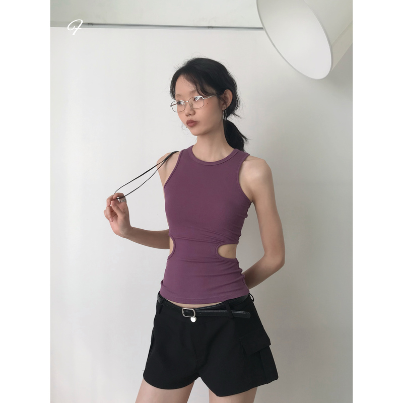 Thin Fatsea Hollow-Out Tank Top for Women, New Summer Design, Niche Style, Slim Fit, Sleeveless, Thin Top