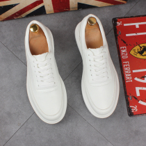 Mens White Versatile Thick-Soled Platform Shoes with Increased Summer Breathable Sneakers Lace-up Low-top Youth Casual Mens Shoes