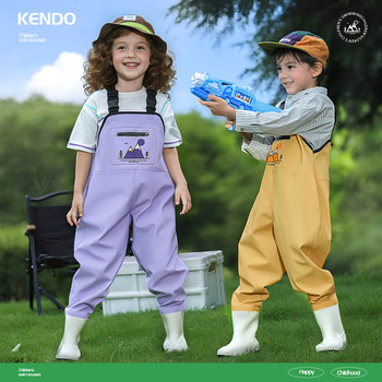 Children's Waterproof One-Piece Wading Pants for Beachcombing, Full-Body Waterproof Sand and Water Pants, Kindergarten Equipment, Rain Boots Integrated for Toddlers