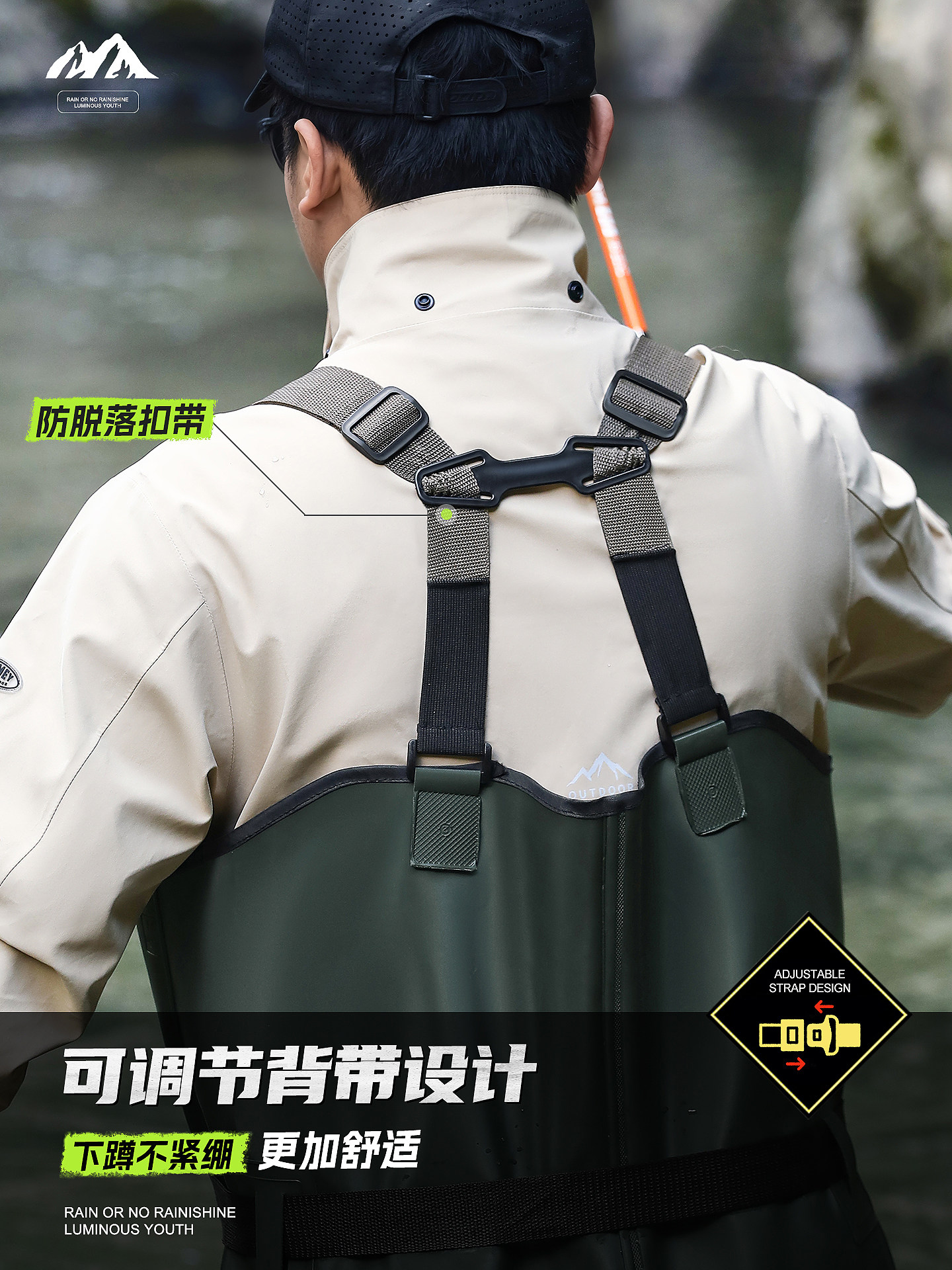 Waterproof Waders for Fishing and Outdoor Activities, Full-Body Rain Pants and Boots, One-Piece Wading Pants for Men, Professional Leather Waders