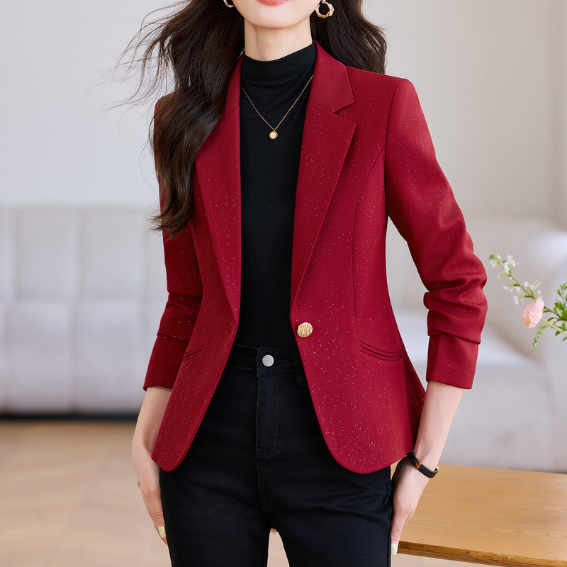 Red Blazer for Women, Spring and Autumn 2025 New Style, Petite, High-End, Casual, Elegant, Professional Suit Jacket