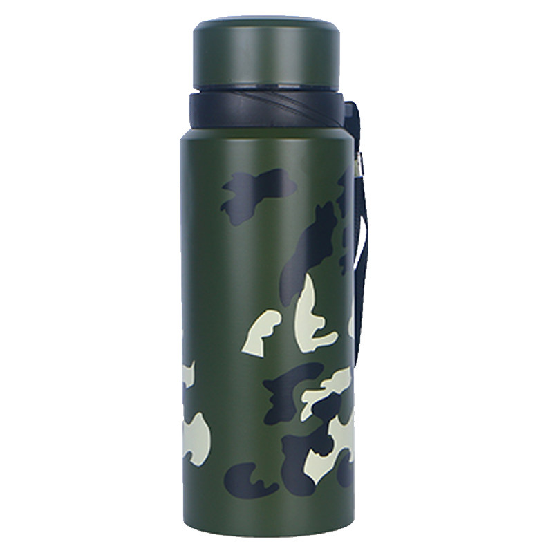 Insulated cup 304 Double-layer vacuum stainless steel water glass green outdoor camouflaged portable kettle men's tea cup-Taobao