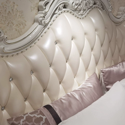 Вся -садная деревянная кровать -кровать роскошная жемчужная белая двуспальная кровать французская кровать