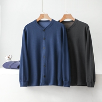 DeRong warm plus size mens cardigan autumn coat cashmere silk thickened outer wear inner top for fat middle-aged and elderly dads