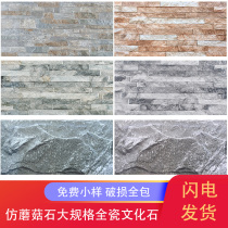 Imitation natural mushroom stone cultural brick gray-white cultural fossil background wall brick garden garden tile Villa exterior wall brick