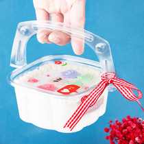 Childrens Day portable flower basket small cake transparent baking box mousse lasagna plastic packing box