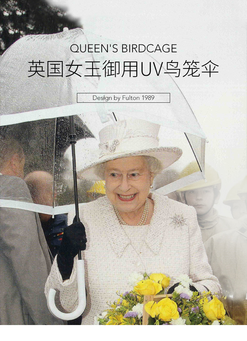 英国皇室御用 FULTON 鸟笼伞 新款透明防晒 UPF50+ 图1