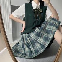 Forest letter genuine rabbit sewing JK uniform suit plaid skirt girls college style original Japanese school uniform pleated skirt