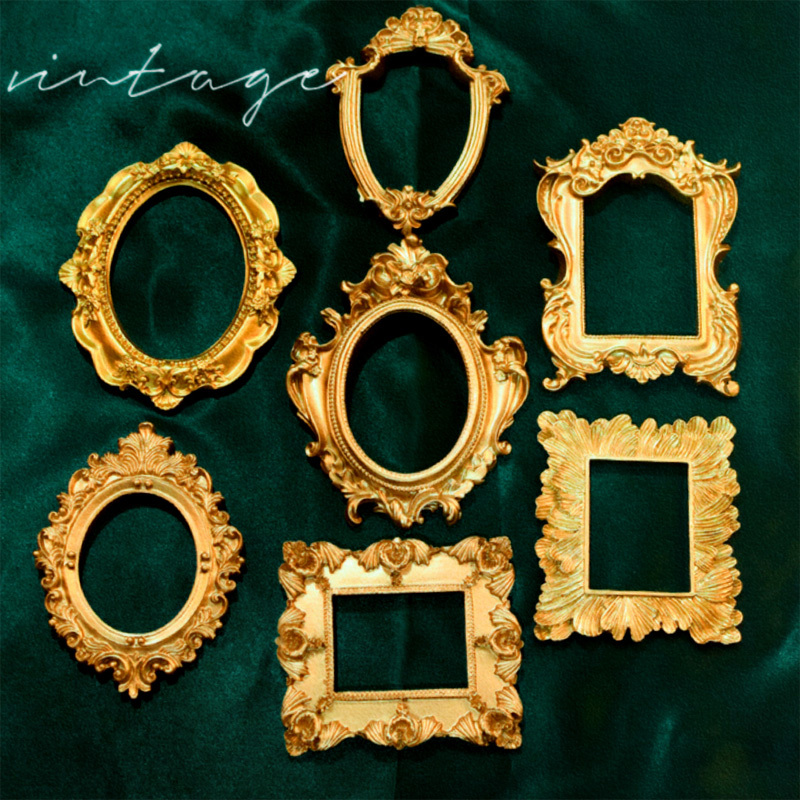 Vintage Gold French-Style Ornaments, European-Style Vintage Photo Frames, Bar Props, Gumei Props, Millet Photo Props