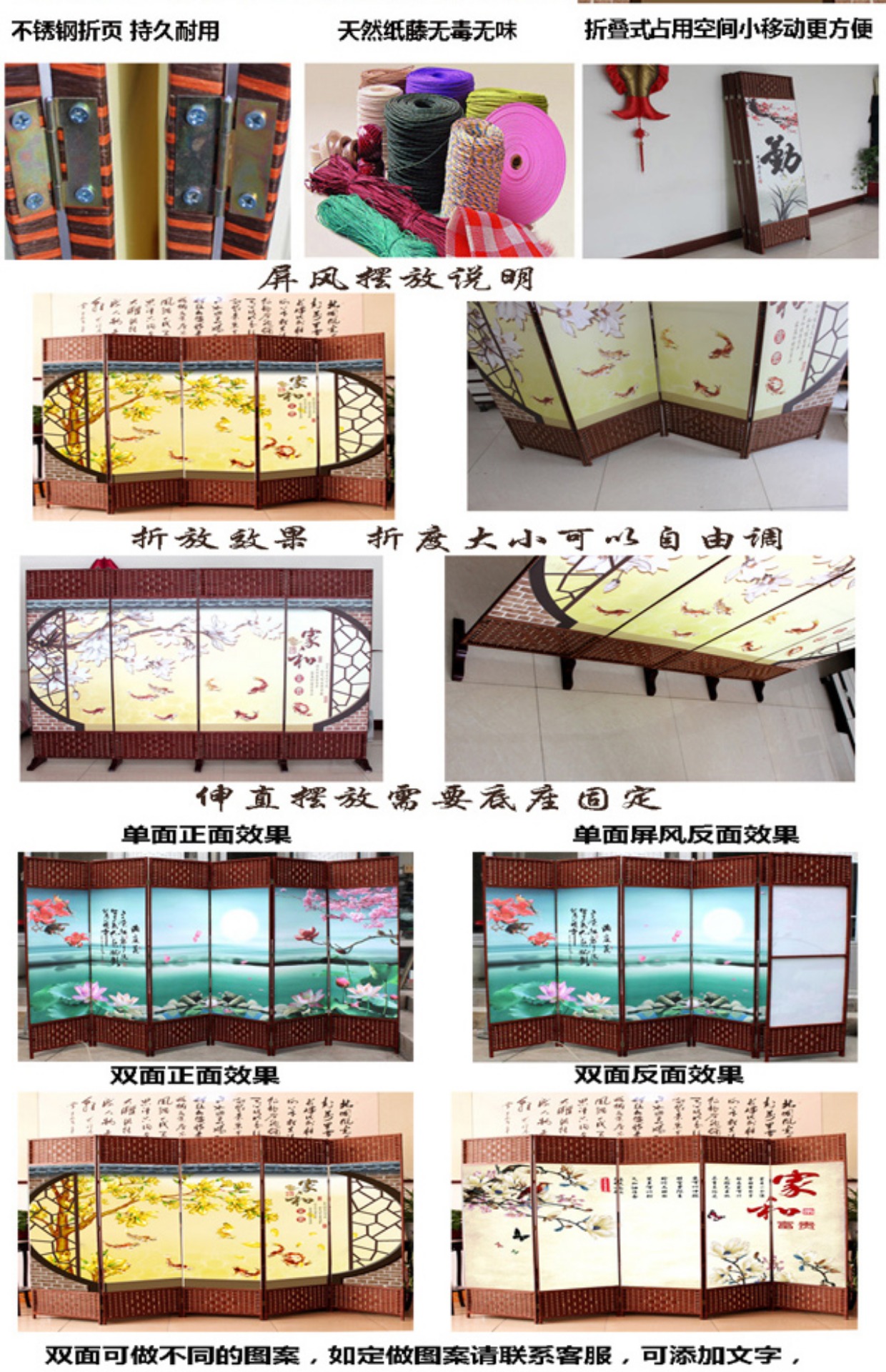 Mới phong cách Trung Quốc màn hình phòng khách thời trang đơn giản gấp màn hình phòng ngủ có thể gập lại hai mặt rắn gỗ di động vách ngăn không thấm nước - Màn hình / Cửa sổ vách ngăn cầu thang gỗ