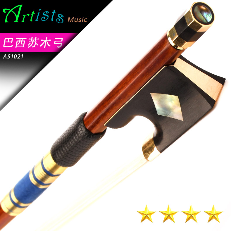 Professional level playing grade Brazilian imports Suwood violinist bow 4 4 Cen bow Umwood Wood Insert brass Basil Blue Silk