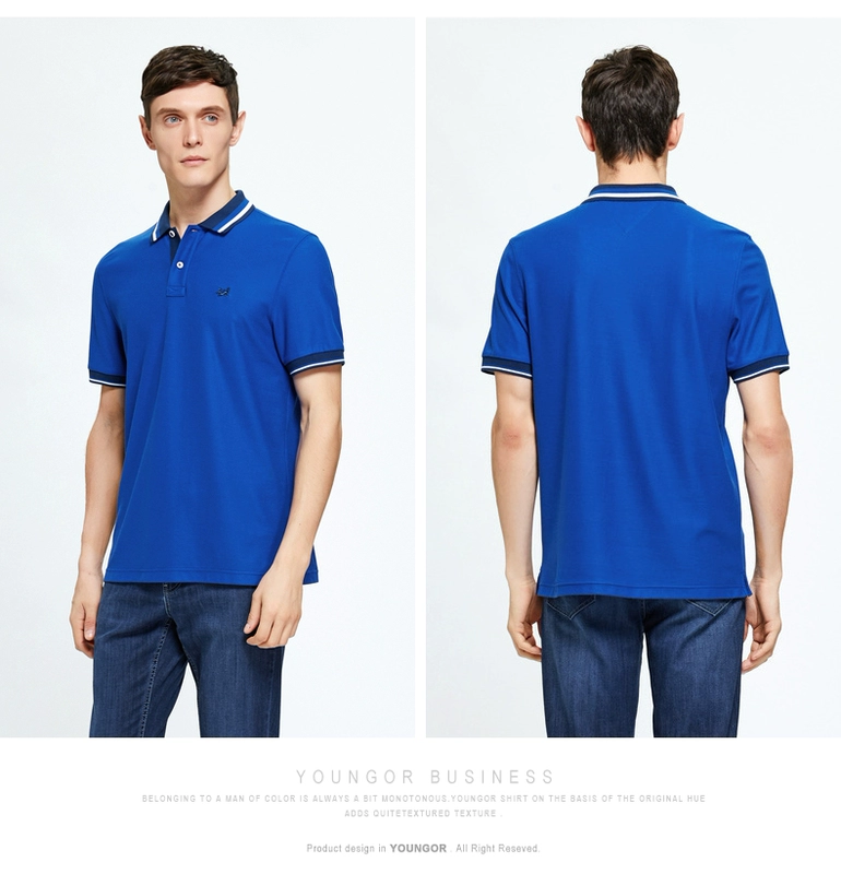 Youngor Youngor Nam Ngắn Tay Áo T-Shirt Kinh Doanh Bình Thường Nước Mềm Cotton Mùa Hè Ngắn Tay Áo Polo Áo Nam 8581 áo poloman