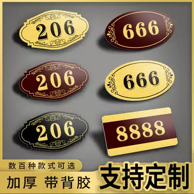 Retro hotel dining room room number plate personality creative hotel home private room box digital door number plate custom