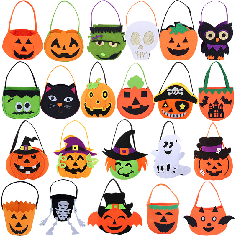 1 chentao Halloween Ghost Festival Decorated Pumpkin Bag Handbags Candy Bag Pumpkin Bag spider Bat Bag Gift Bag