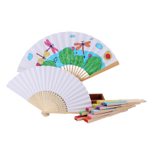 1diy Blank Painting Folding Fan Toddler Kids Student Painted Color Paper Fan Creative DIY Handmade Materials
