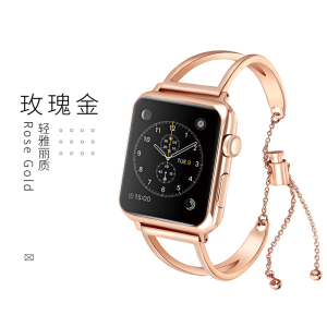 适用苹果手表4/5/6代表带女生款iwatch5/4/3/2/1表带applewatch金属不锈钢镂空款iphone watch series五六代