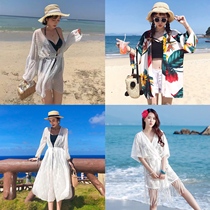 Seaside vacation lace cardigan beach outer tower sunscreen swimsuit Bikini blouse can enter the water small shawl coat female