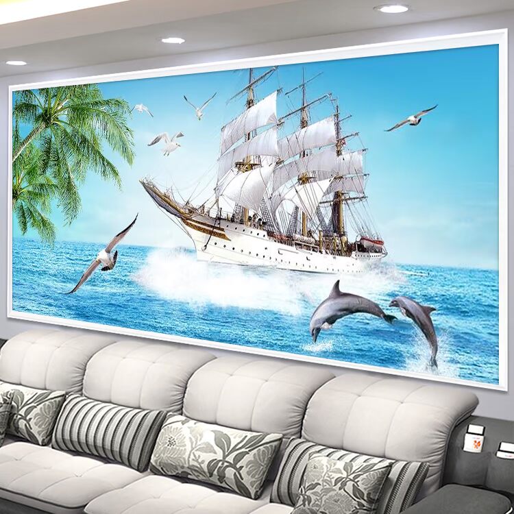 Tranh kim cương 5d đầy đủ mới 2019 phòng khách điểm khoan chéo khâu dính khoan cảnh biển bên bờ biển mịn thêu kim cương - Công cụ & phụ kiện Cross-stitch tranh chữ thập mã đáo thành công
