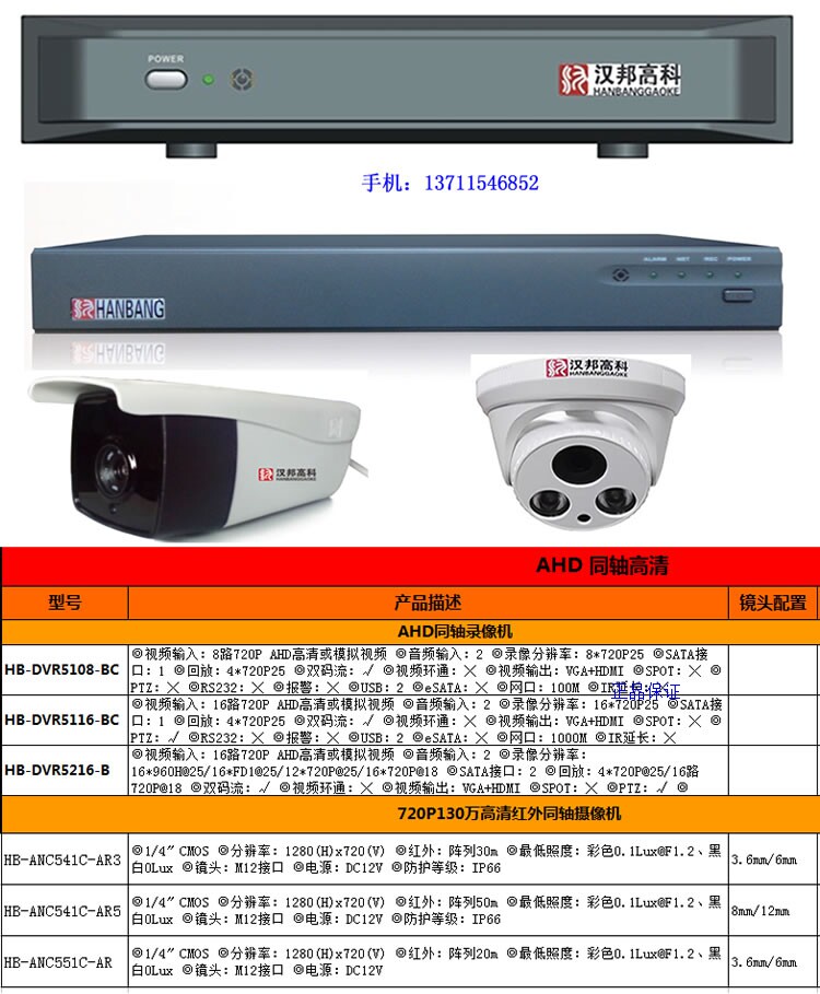 Hanbang Tako HB-DVR5216-B 2 disc AHD coaxial DVR Hambang DVR coaxial host