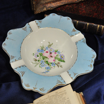 Beautiful baby blue French hand-painted ashtray