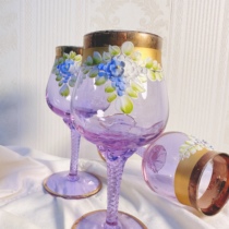 Deposit full price in stock RMB 680 rare taro purple gilt Murano porcelain flower high-heeled crystal cup