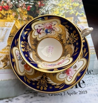 Antique Cole Porter British hand-painted interior 1850 coffee cup diameter 9 7 height 5 plate diameter 14