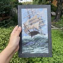 Deposit: 880 in full. Sailing ship slate painting 28 by 18