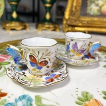 Paris Royal hand-painted butterfly handle cup height 4 5 caliber 4 8