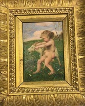 Goat Angel Antique Oil Painting 20*24 5cm