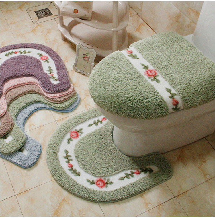 Mục Vụ chữ U nhà vệ sinh nắp toilet mat vệ sinh thảm thấm thảm chùi chân thảm phòng tắm không thấm nước không trượt mat - Thảm sàn thảm xốp lót sàn 60x60 giá rẻ