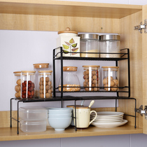 Kitchen storage rack desktop storage rack countertop wrought iron layered storage cabinet inner partition single double layer pot corner rack