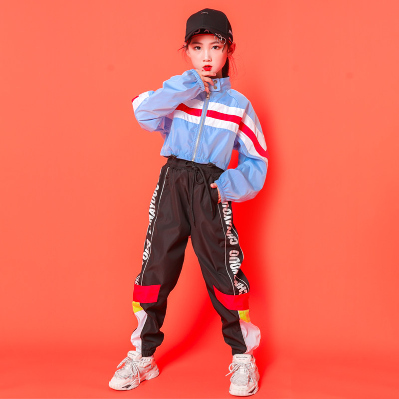Girl Jazz Dance Suit Children Walk Show Leak Navel Suit Toddler Hip Hop Street Dance Suit Girl Hiphop Play Out