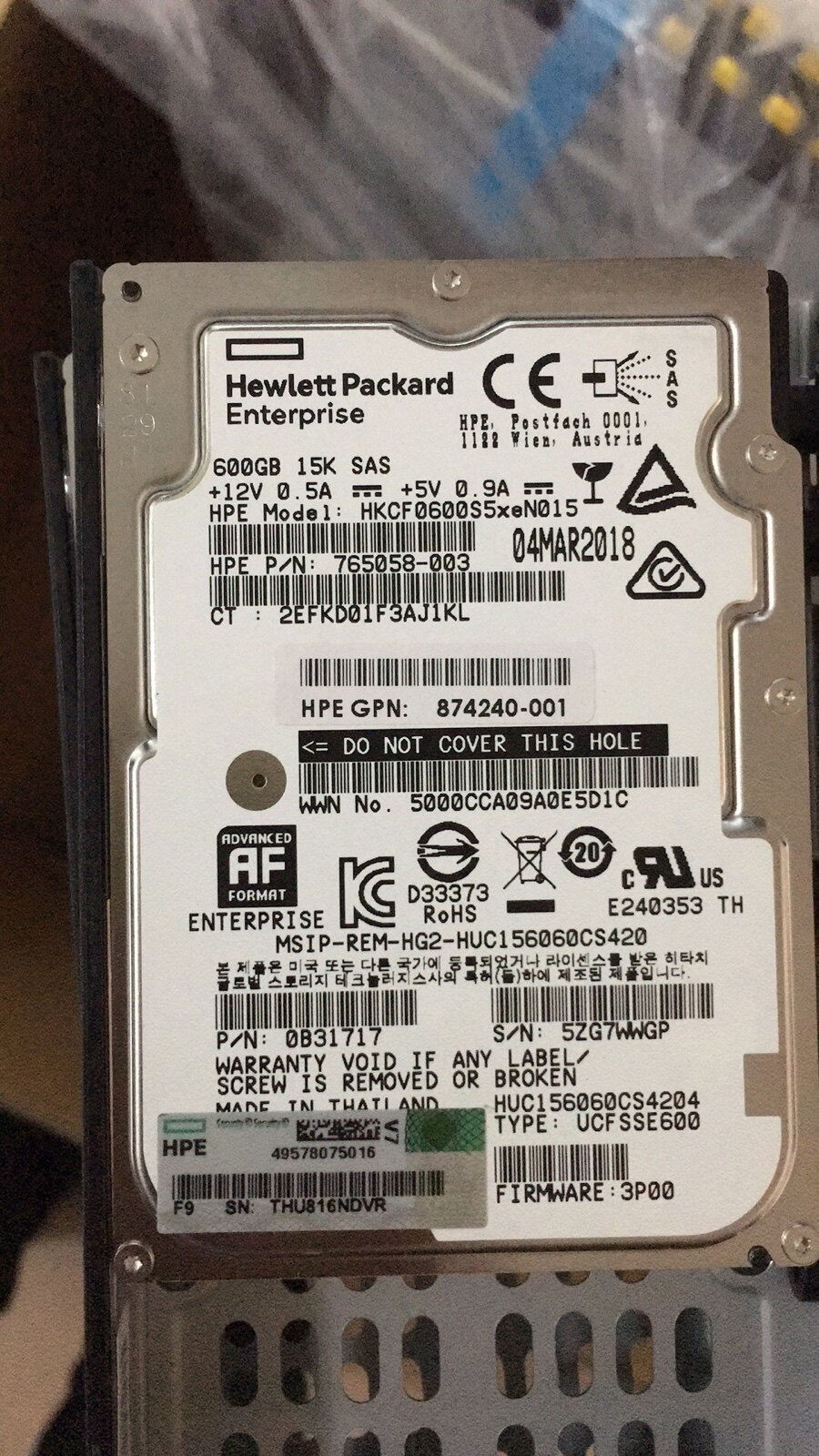 HP 3par 8000 K2P98B K2P98A 600GB 12G SAS 15K hard disc