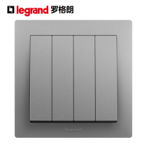 TCL Legrand Bo Yun silver four-on dual control 4-on four-position household wall light switch 86 type gray